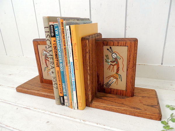 ネイティブインディアン・ナバホ族・サンドペイント・ヴィンテージ・木製ブックスタンド/本立て