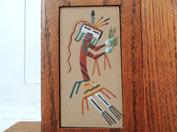 ネイティブインディアン・ナバホ族・サンドペイント・ヴィンテージ・木製ブックスタンド/本立て