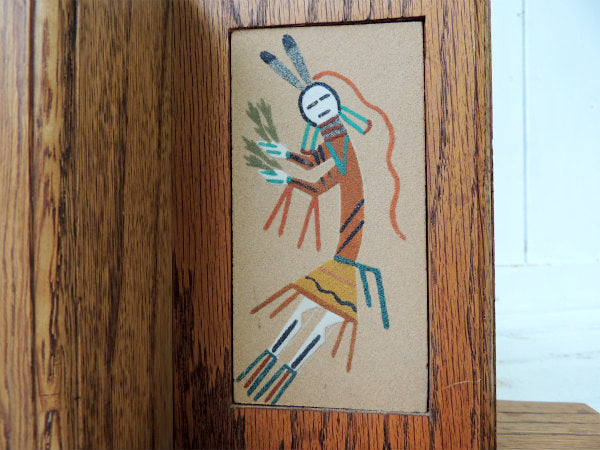 ネイティブインディアン・ナバホ族・サンドペイント・ヴィンテージ・木製ブックスタンド/本立て