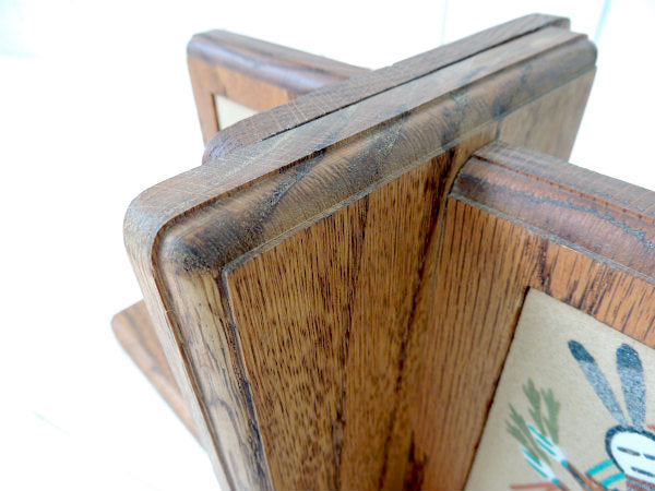 ネイティブインディアン・ナバホ族・サンドペイント・ヴィンテージ・木製ブックスタンド/本立て