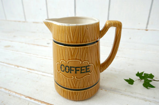 60s Royal Sealy・COFFEE・ウッド柄・陶器・ビンテージ・コーヒーポット・ピッチャー