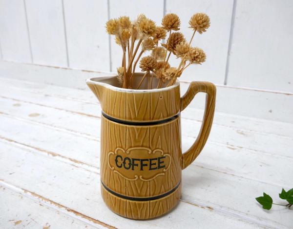 60s Royal Sealy・COFFEE・ウッド柄・陶器・ビンテージ・コーヒーポット・ピッチャー