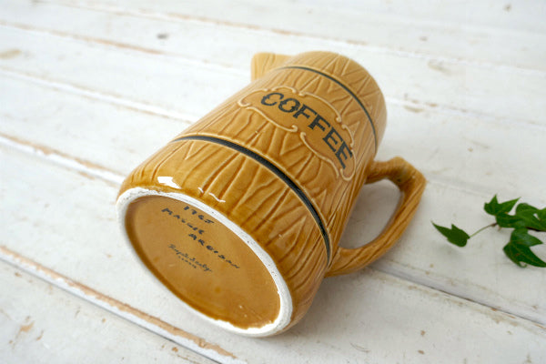 60s Royal Sealy・COFFEE・ウッド柄・陶器・ビンテージ・コーヒーポット・ピッチャー