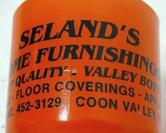 【Fire King】ファイヤーキング・オレンジ色・家具屋さんのアドバタイジング・マグカップ