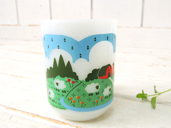 【Fire King】ファイヤーキング・メドウズ・羊&牧場柄・ヴィンテージ・マグカップ・食器 USA