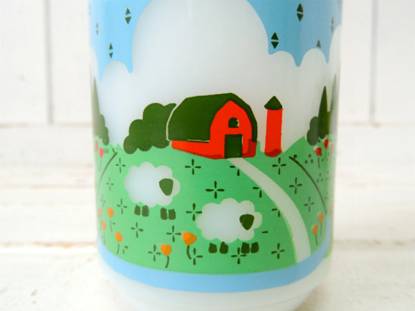 【Fire King】ファイヤーキング・メドウズ・羊&牧場柄・ヴィンテージ・マグカップ・食器 USA