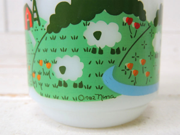 【Fire King】ファイヤーキング・メドウズ・羊&牧場柄・ヴィンテージ・マグカップ・食器 USA