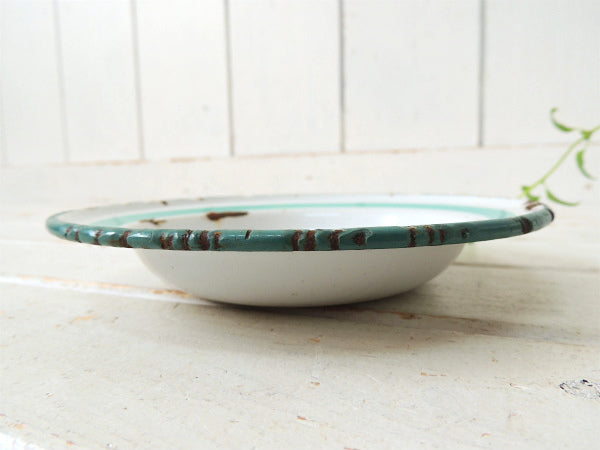 小花柄・フラワーモチーフ・ホーロー製・アンティーク・プレート・皿・食器・琺瑯ボウル USA