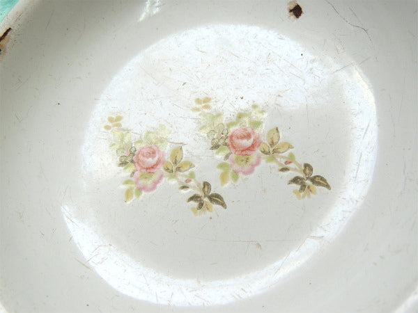 小花柄・フラワーモチーフ・ホーロー製・アンティーク・プレート・皿・食器・琺瑯ボウル USA