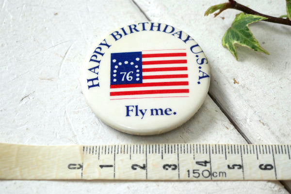 1976's 星条旗 HAPPY BIRTHDAY USA ヴィンテージ・缶バッジ・ファッション