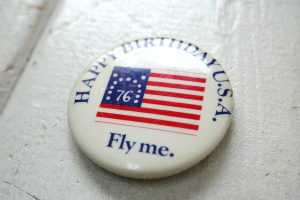 1976's 星条旗 HAPPY BIRTHDAY USA ヴィンテージ・缶バッジ・ファッション