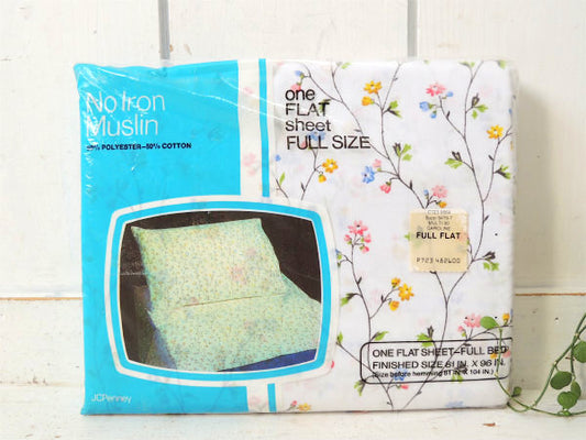 【JCペニー】デッドストック・未使用・ヴィンテージ・小花柄・フラットシーツ・ベッドシーツ USA