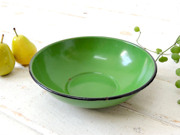 グリーン アンティーク・ホーローボウル・琺瑯・キッチン雑貨・USA