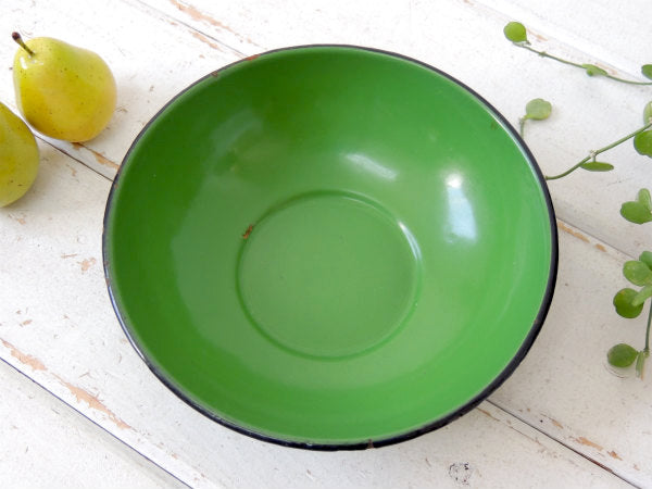 グリーン アンティーク・ホーローボウル・琺瑯・キッチン雑貨・USA