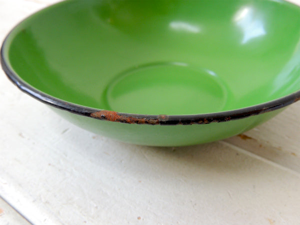 グリーン アンティーク・ホーローボウル・琺瑯・キッチン雑貨・USA