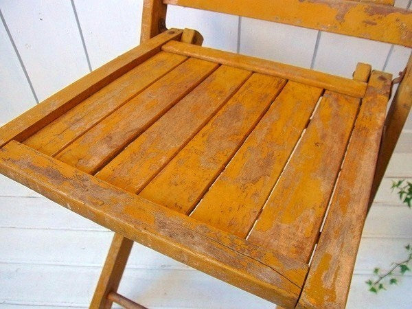 【シモンズ】木製・アンティーク・フォールディングチェア/折り畳みイス/木製椅子　USA