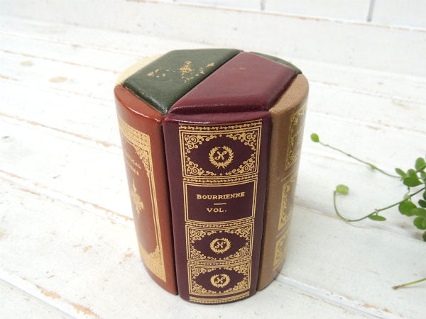 ミッドセンチュリー・ブック型・レザー製・クラシカル・ビンテージ・ブックエンド・ブックスタンド・USA