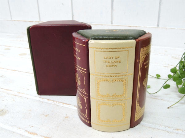 ミッドセンチュリー・ブック型・レザー製・クラシカル・ビンテージ・ブックエンド・ブックスタンド・USA