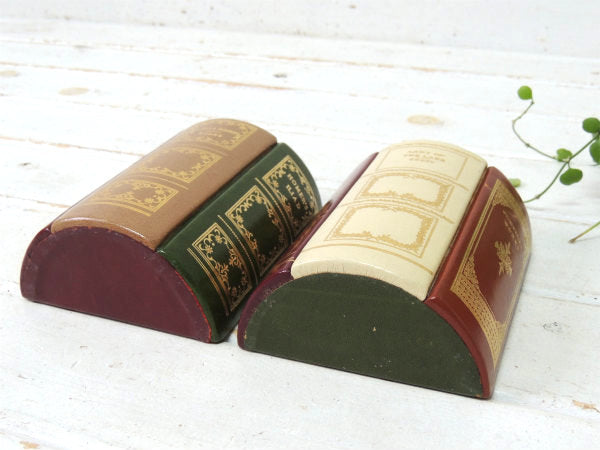 ミッドセンチュリー・ブック型・レザー製・クラシカル・ビンテージ・ブックエンド・ブックスタンド・USA