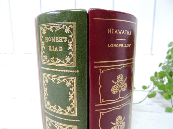 ミッドセンチュリー・ブック型・レザー製・クラシカル・ビンテージ・ブックエンド・ブックスタンド・USA