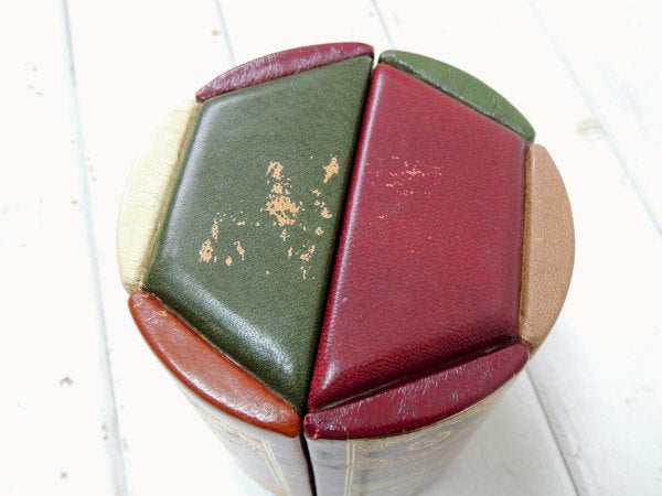 ミッドセンチュリー・ブック型・レザー製・クラシカル・ビンテージ・ブックエンド・ブックスタンド・USA