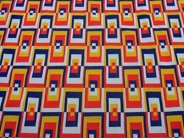 USA!レトロポップな幾何学模様・デッドストック・ヴィンテージ・テキスタイル/ファブリック/生地