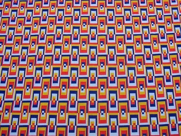 USA!レトロポップな幾何学模様・デッドストック・ヴィンテージ・テキスタイル/ファブリック/生地