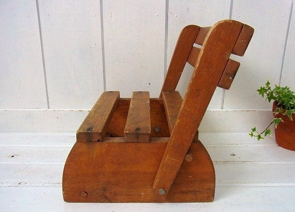 USA・木製・アンティーク・子供イス・チャイルドチェア・踏み台・ステップラダー