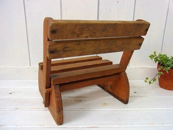 USA・木製・アンティーク・子供イス・チャイルドチェア・踏み台・ステップラダー