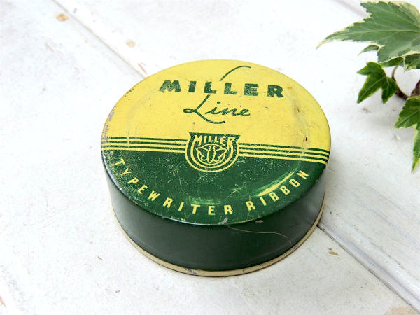 MILLER Line タイプライター リボン付き 小さな アンティーク ティン缶　USA