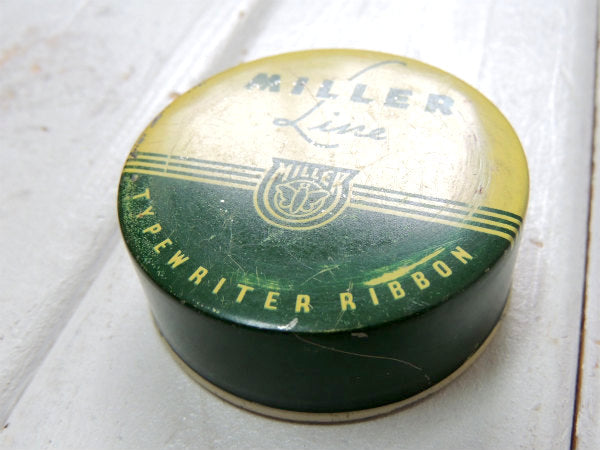 MILLER Line タイプライター リボン付き 小さな アンティーク ティン缶　USA