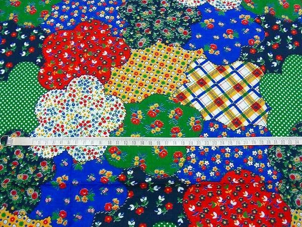 USA!カラフルなパッチワーク柄・デッドストック・ヴィンテージ・ファブリック/生地