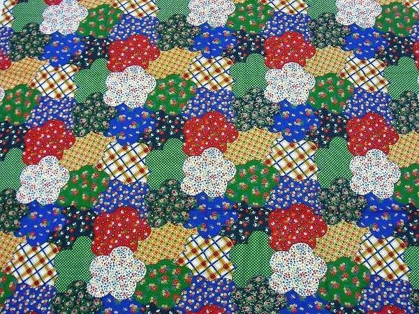 USA!カラフルなパッチワーク柄・デッドストック・ヴィンテージ・ファブリック/生地