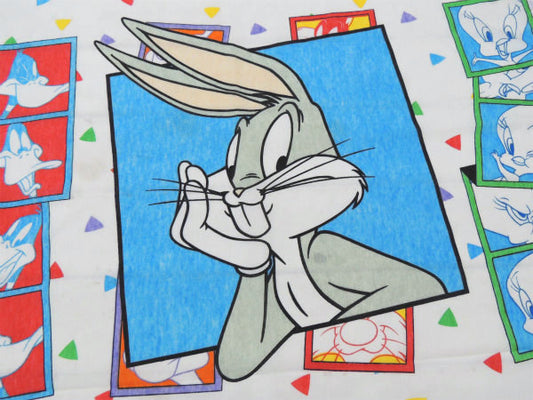 【ルーニーテューンズ】バッグスバニー&ダフィーダック等・フィルム柄・ユーズドシーツ(フラットシーツ)