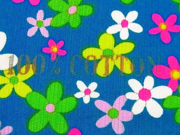 ハワイ・カラフルな花柄・デッドストック・ヴィンテージ・テキスタイル/ファブリック/生地