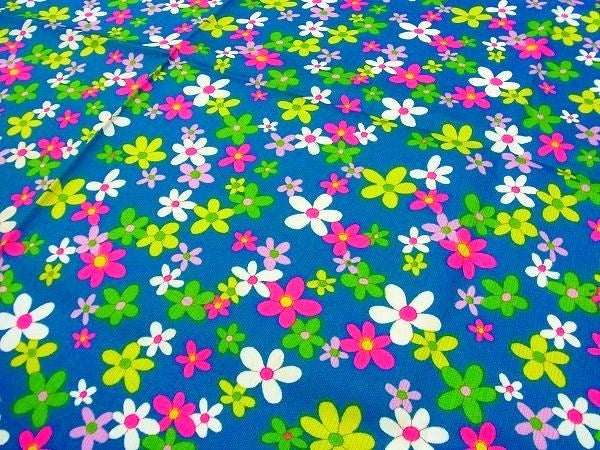 ハワイ・カラフルな花柄・デッドストック・ヴィンテージ・テキスタイル/ファブリック/生地