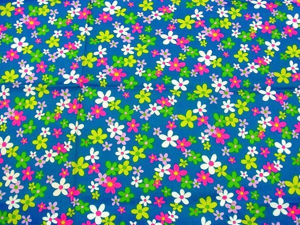 ハワイ・カラフルな花柄・デッドストック・ヴィンテージ・テキスタイル/ファブリック/生地