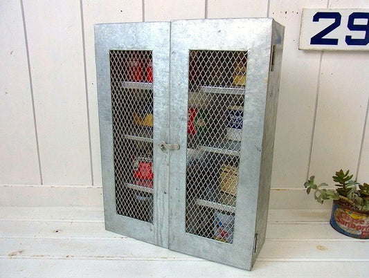 工業系・ティン製・ヴィンテージ・4段シェルフ/飾り棚/ウォールシェルフ USA