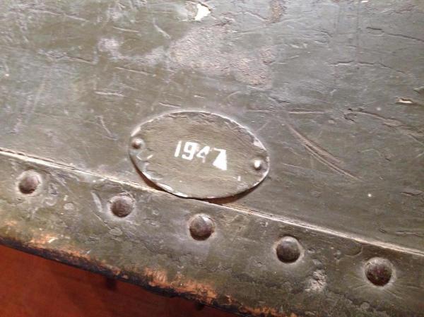 1947s カーキ色・2段式・大きなアンティーク・木製トランク/ウッドボックス・ミリタリー