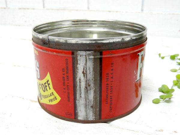 4¢OFF・フォルジャーズ レッド・ブリキ製・ヴィンテージ・コーヒー缶 ティン缶・USA