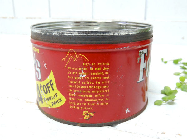 4¢OFF・フォルジャーズ レッド・ブリキ製・ヴィンテージ・コーヒー缶 ティン缶・USA