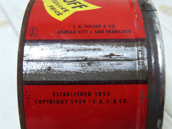 4¢OFF・フォルジャーズ レッド・ブリキ製・ヴィンテージ・コーヒー缶 ティン缶・USA