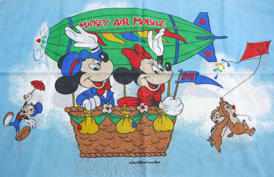 ミッキー&ミニー ディズニー 飛行船柄 ヴィンテージ ピローケース 枕カバー リメイク ハンドメイド