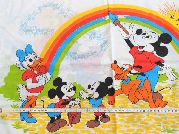 【ミッキー&フレンズ】ディズニー・レインボー柄・ビンテージ・ピローケース・枕カバー USA