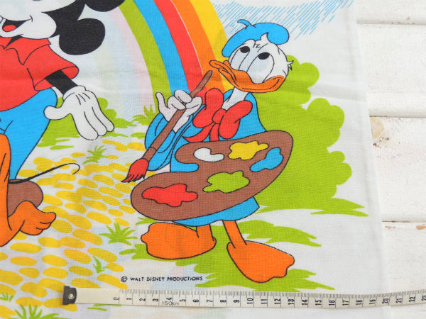 【ミッキー&フレンズ】ディズニー・レインボー柄・ビンテージ・ピローケース・枕カバー USA