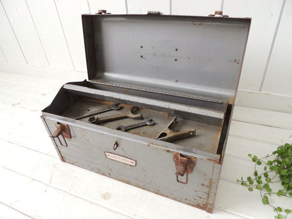 【CRAFTSMAN】クラフトマン・グレー色・メタル製・2段式・ヴィンテージ・ツールボックス/工具箱