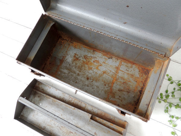 【CRAFTSMAN】クラフトマン・グレー色・メタル製・2段式・ヴィンテージ・ツールボックス/工具箱