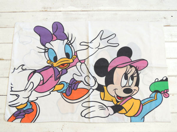 【ミッキー&ミニー&ドナルドダック&デイジーダック】ヴィンテージ・USEDピローケース・枕カバー