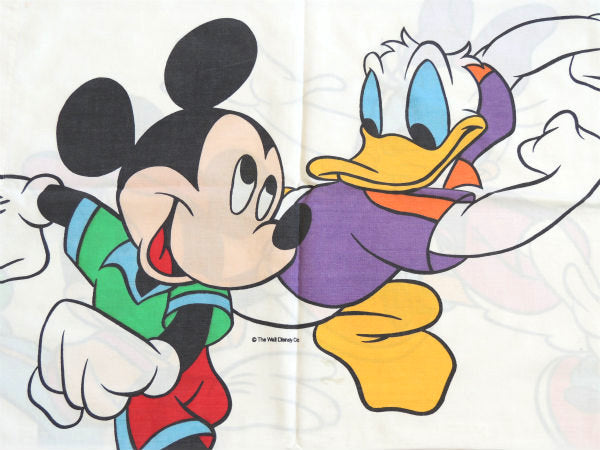【ミッキー&ミニー&ドナルドダック&デイジーダック】ヴィンテージ・USEDピローケース・枕カバー