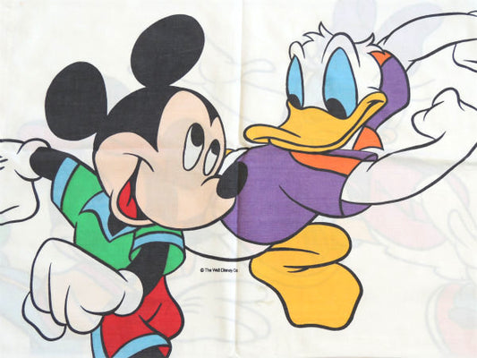 【ミッキー&ミニー&ドナルドダック&デイジーダック】ヴィンテージ・USEDピローケース・枕カバー